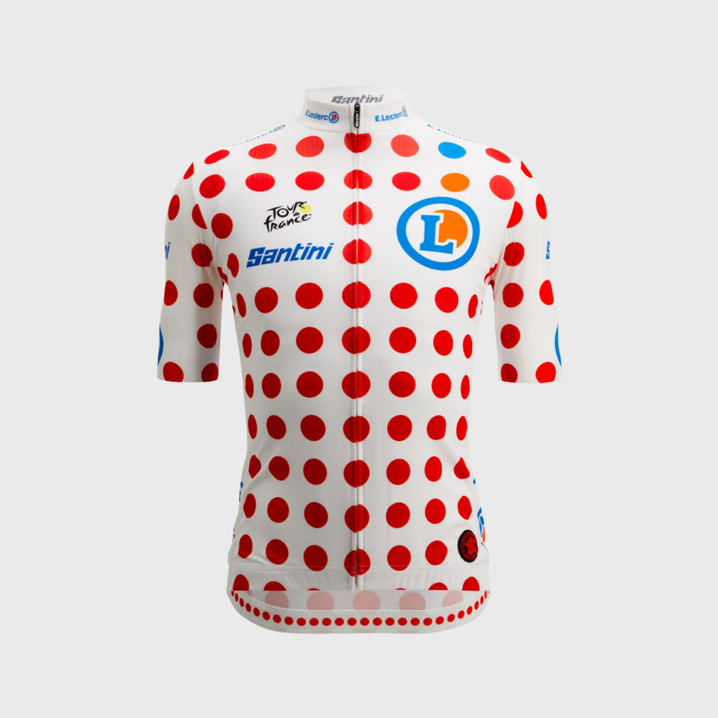 Maillot Cyclisme Santini Leader Meilleur Grimpeur Tour de France Pois Mixte