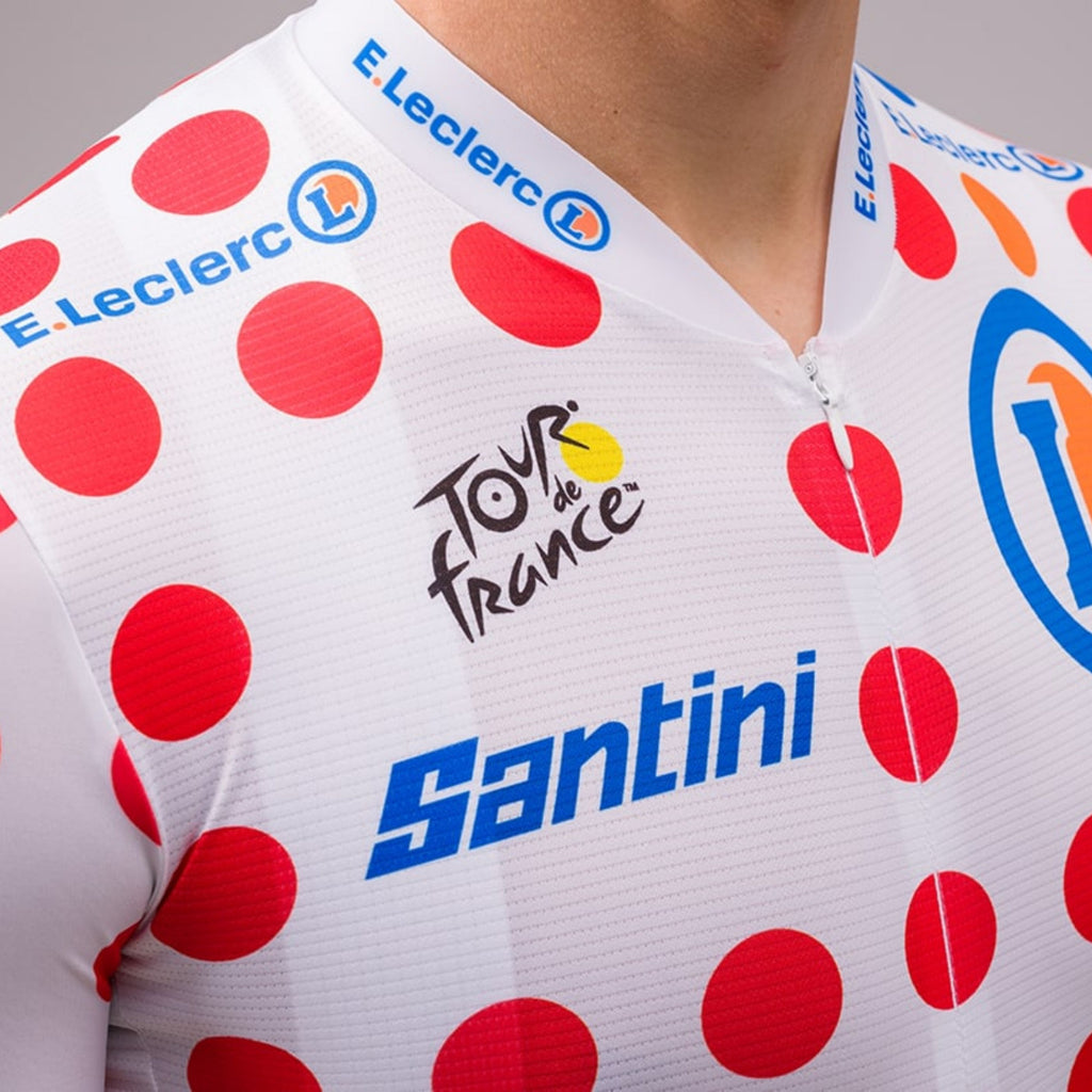 Maillot Cyclisme Santini Leader Meilleur Grimpeur Tour de France Pois Mixte